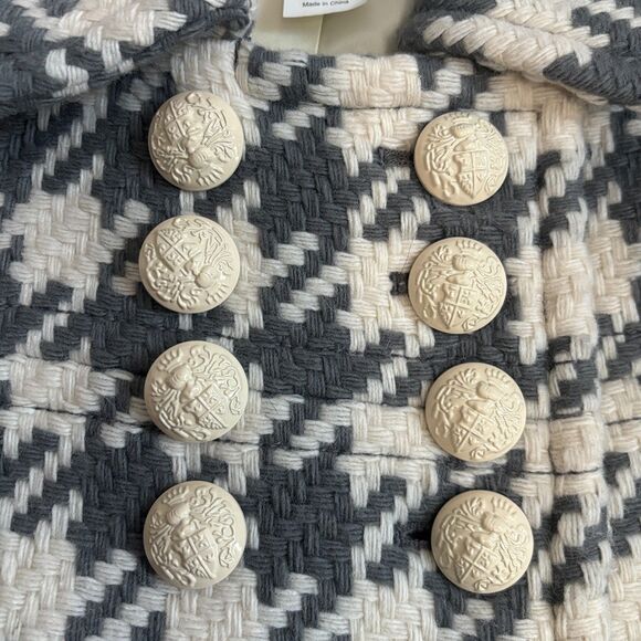 J. Crew Greta Houndstooth Peacoat Swing Women's 2 Grey Ivory Wool Blend Preppy - Picture 7 of 10